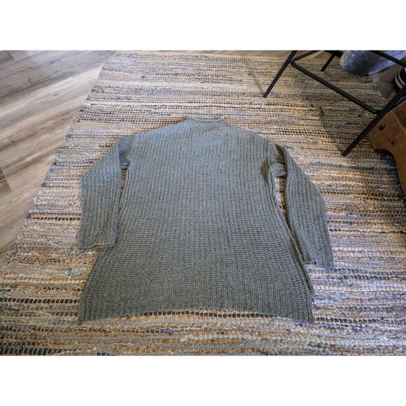 J. Jill M Oversized Mock Neck Sweater Open Knit Pistachio Green Beige Preppy - Picture 7 of 7